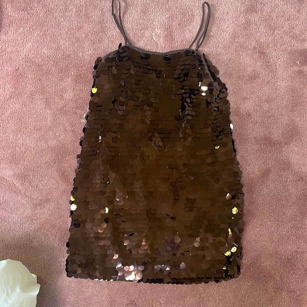 Brown sequined party dress